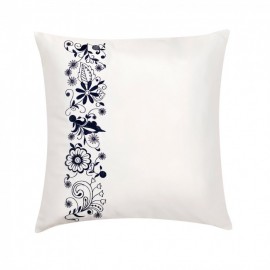 Perna brodata PB model 07 ALB cu broderie bleumarin