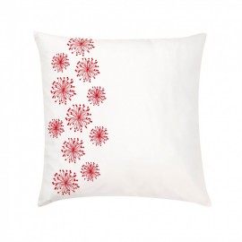 Perna brodata PB flori 07 ALB cu broderie rosu