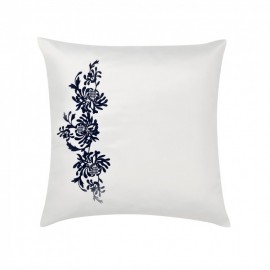 Perna brodata PB flori 11 ALB cu broderie bleumarin